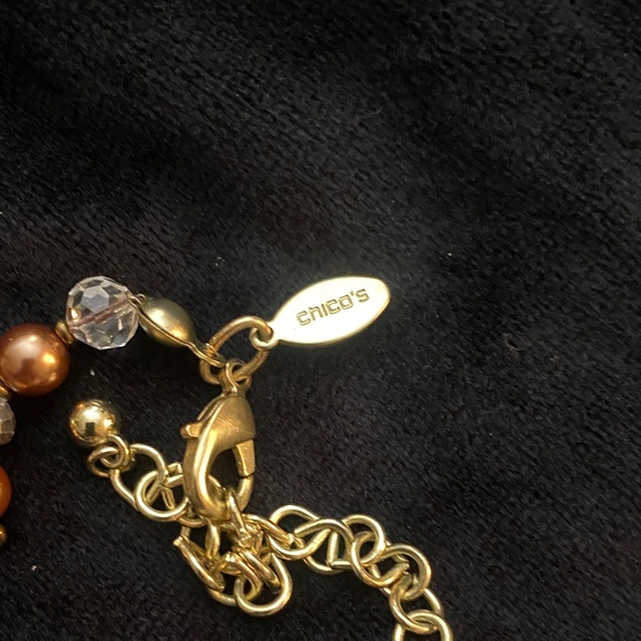 Elegant Chico’s Gold and Brown Beaded Necklace - Picture 2 of 3